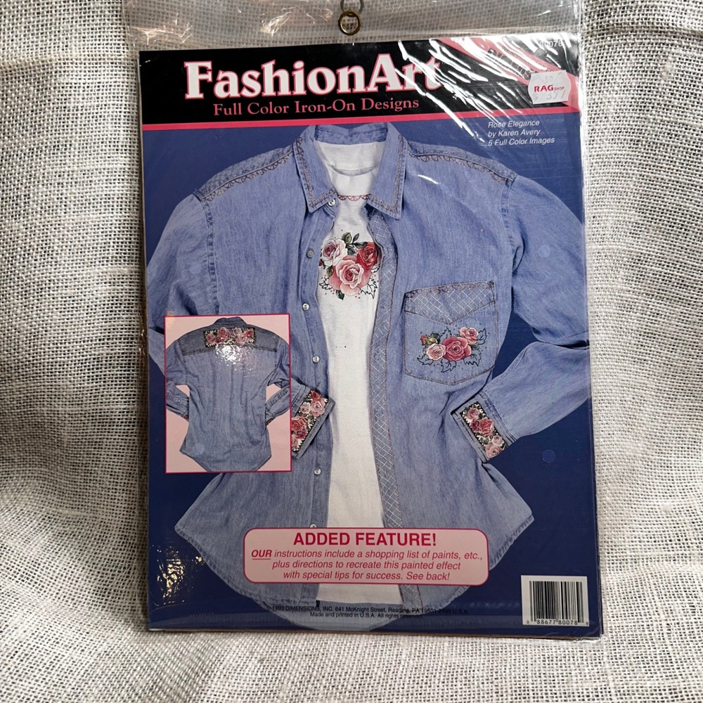 Vintage 1993 FashionArt Rose Elegance Iron On Design Dimensions 80078 Floral NOS